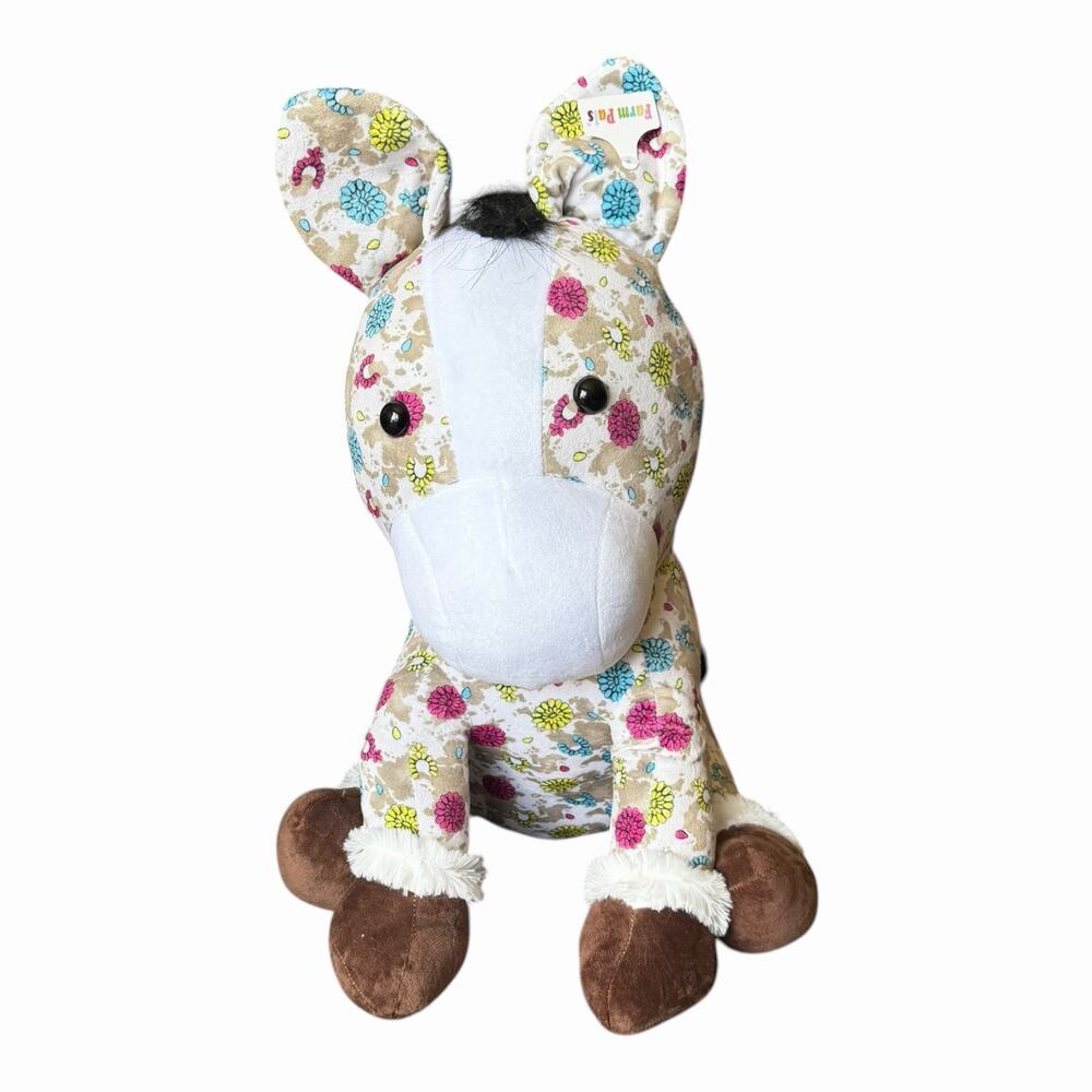 Western Linens Farm Pal Conchos Longhorn Plush Sitting Floral Cow NWT Large